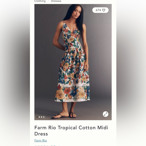 FARM Rio Dresses & Skirts - FARM Rio Tropical Cotton White Floral Midi Dress XL